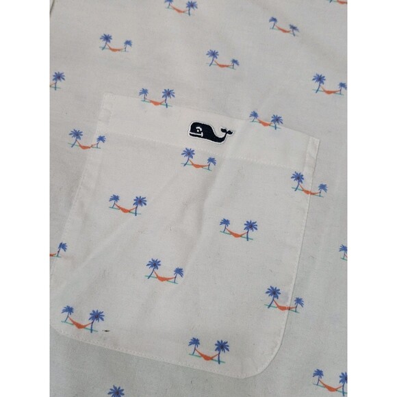 Vineyard Vines Shirt Mens 2XB Short Sleeve Button Front Casual Palm Print Preppy - Picture 3 of 12